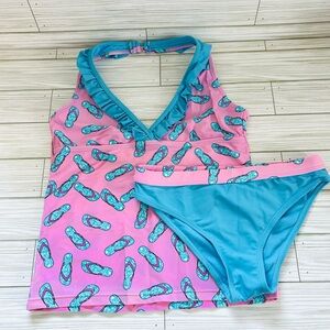 Ingear Girls Two Piece Bathing Suit Flip Flops Beach Size 14-16